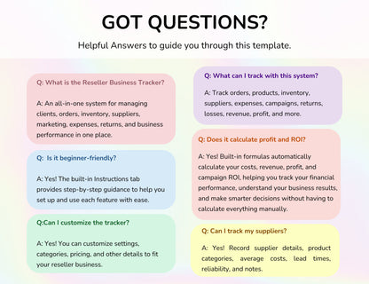 Reseller Spreadsheet Template Resale Business Planner Reseller Bookkeeping
