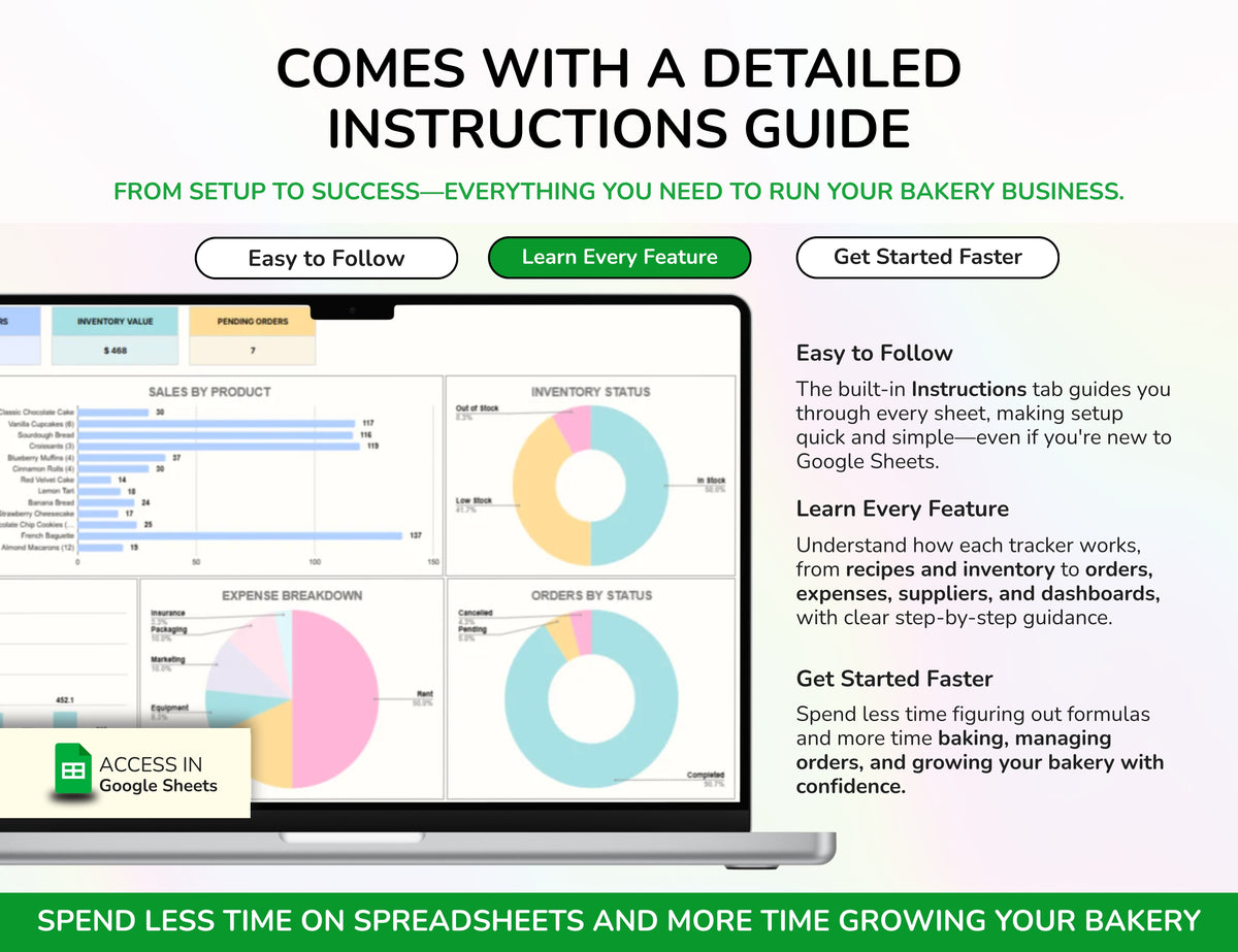 Bakery Planner Business Spreadsheet Recipe Cost Calculator
