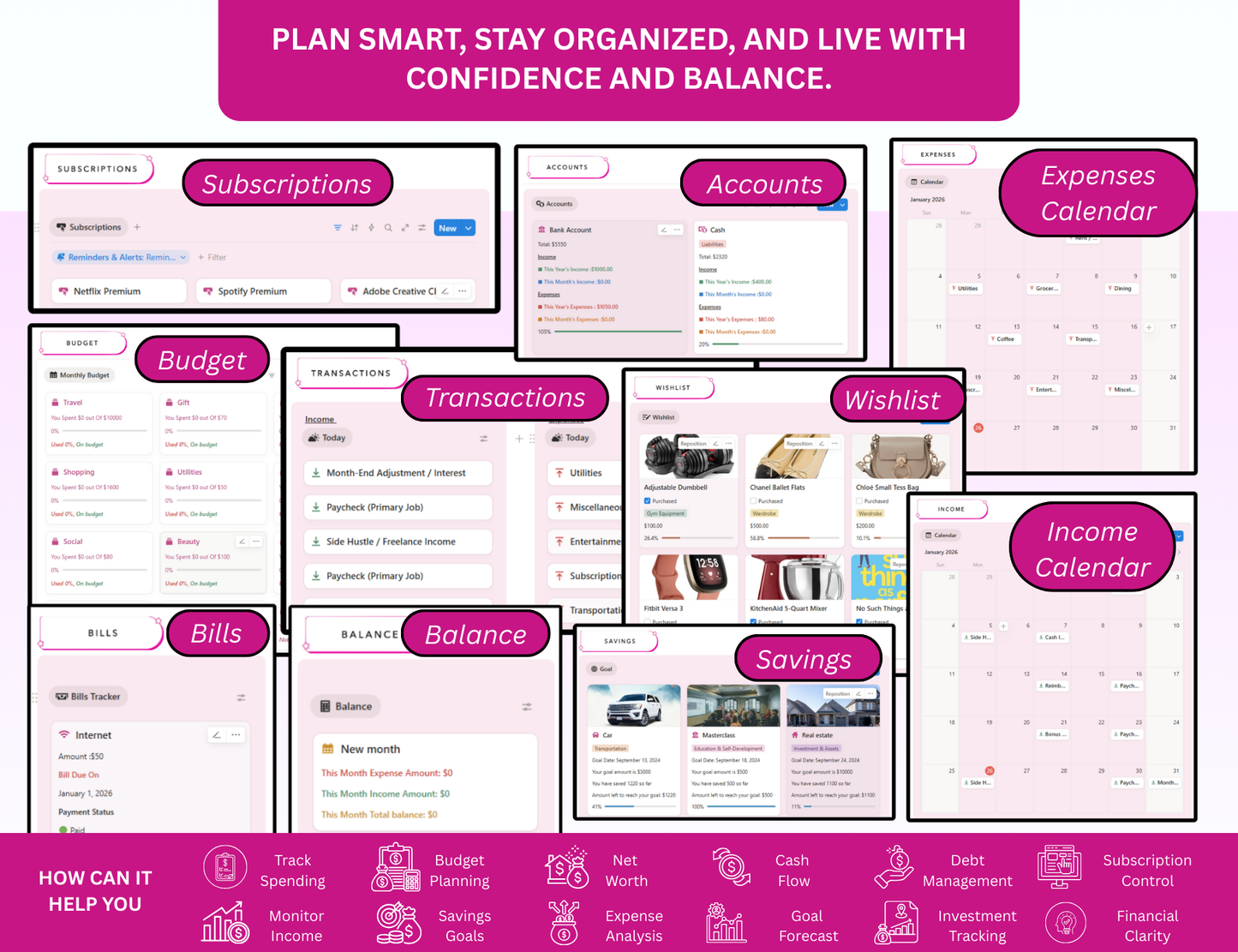 Pink Notion Advanced Life Second Brain Planner