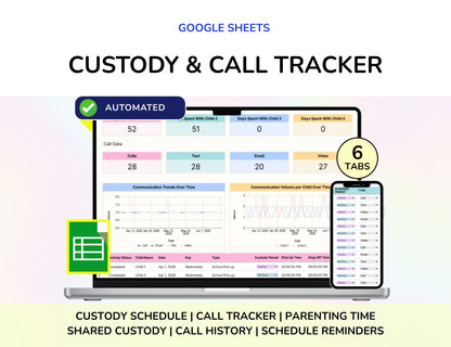 Co-Parenting Planner Bundle Shared Expenses Custody and Call Logs