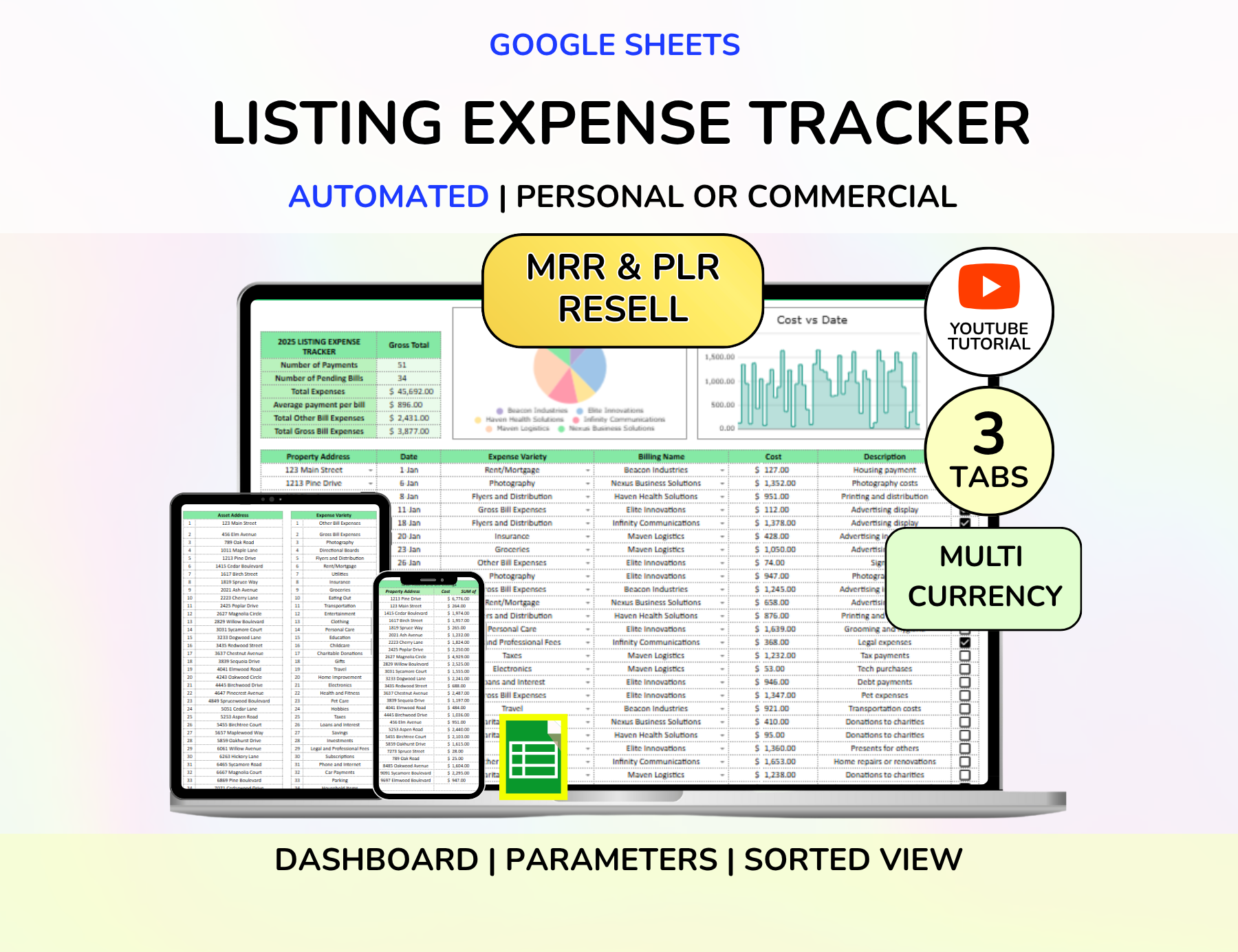 Real Estate CRM Landlord Rental Property Spreadsheet Transaction Coordinator Buyer Seller Pipeline Listing Expense Real Estate Tracker