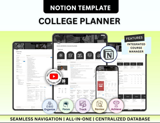PLR Notion College Planner, Notion Student planner, Notion Academic planner Notion Study Planner College Planner, PLR University Planner