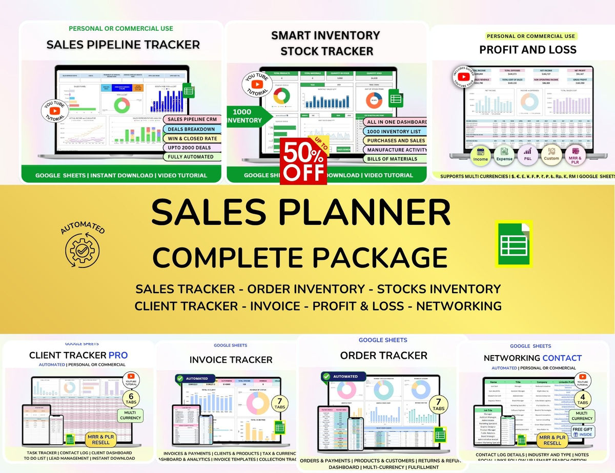 Sales Planner Bundle Inventory Tracker Order Tracker Invoice