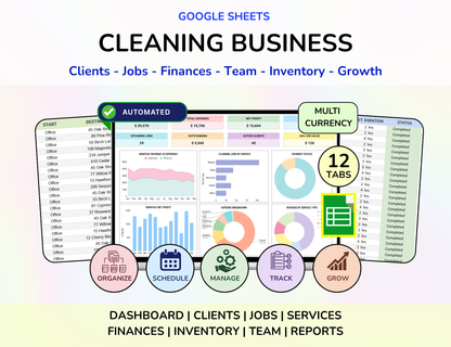 cleaning business, cleaning planner, cleaning schedule, cleaning service, client job tracker, cleaning invoice, cleaning checklist, cleaning spreadsheet, cleaning expenses, cleaner organizer, housekeeping, house cleaning
