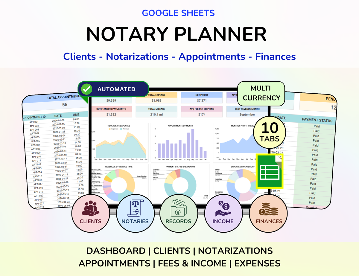 Notary Planner Notary Public Business Tracker