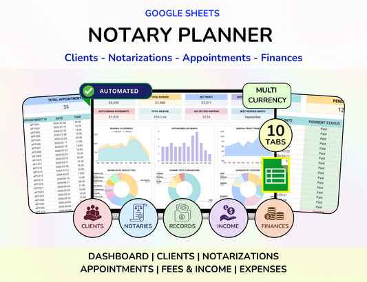 Notary Planner Notary Public Business Tracker