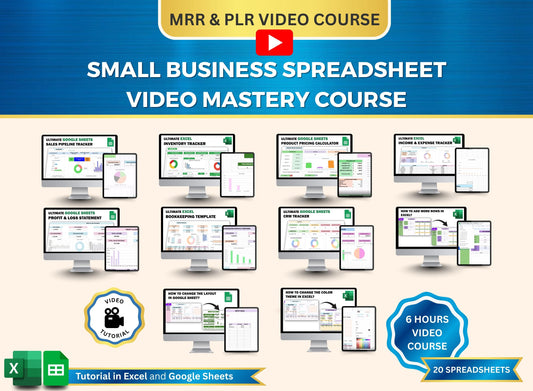 PLR Video Course, Small Business Spreadsheet, PLR, MRR, Plr Course, Google Sheets, Excel Sheets, Spreadsheet Template, Video Bundle, Plr template, mrr products, master resell rights, resell rights