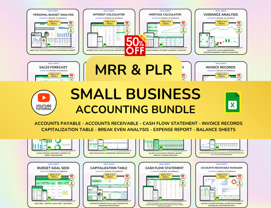 Small Business Accounting Spreadsheet Accounting Ledger Cash Flow Statement Break Even Analysis Invoice Expense Cap Table Balance Sheet