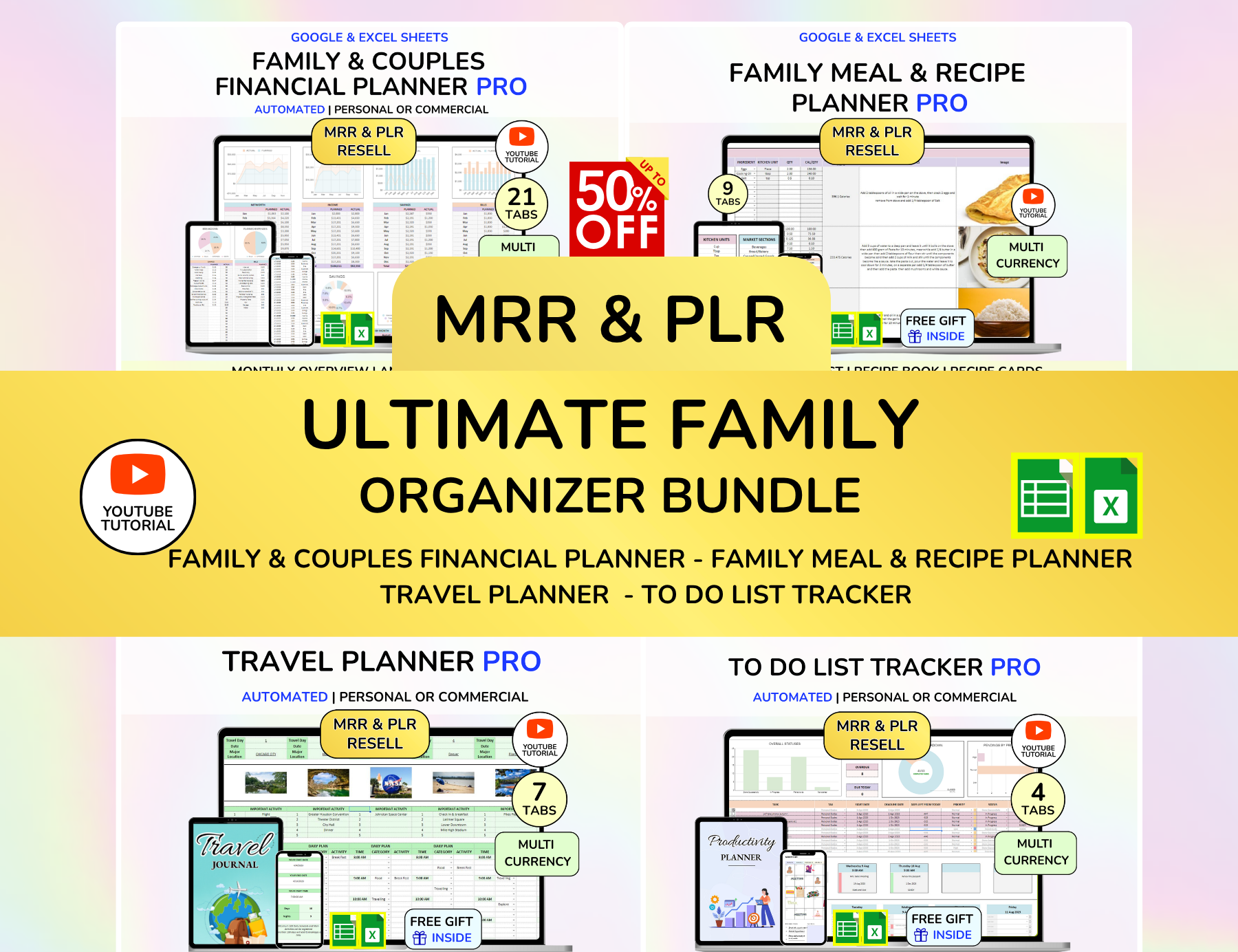 PLR Family Budget Household Budget Couple budget Spreadsheet PLR Google Sheets Life Organizer Family Meal To do List Tracker