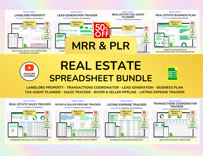Real Estate CRM Landlord Rental Property Spreadsheet Transaction Coordinator Buyer Seller Pipeline Listing Expense Real Estate Tracker