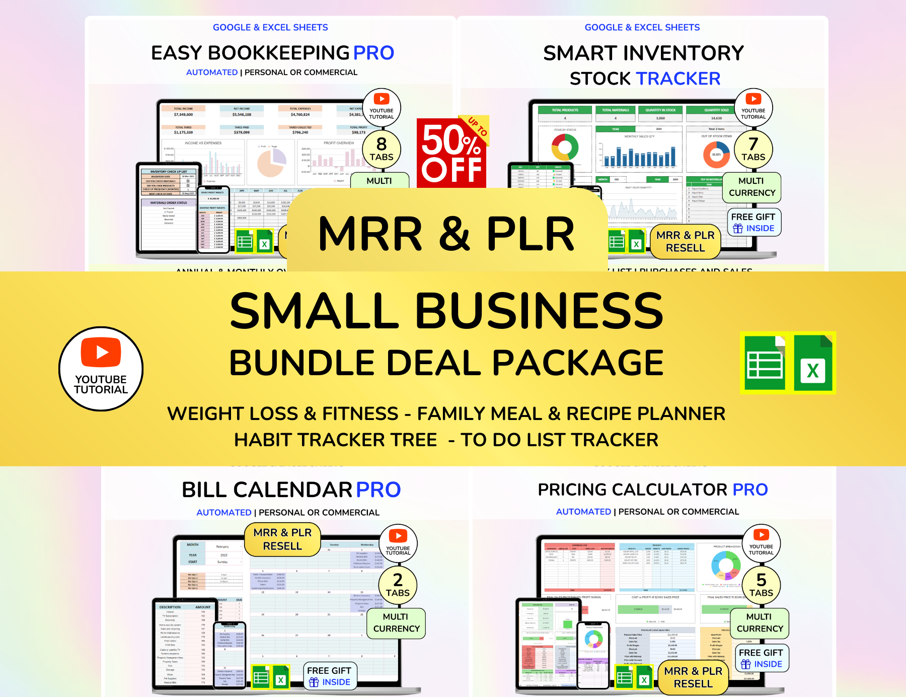 Small Business Bundle Bookkeeping Order Tracker Product Pricing Calculator Profit Margin Inventory Tracker Bill Calendar Income Expense