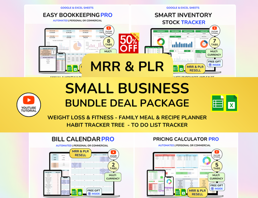 Small Business Bundle Bookkeeping Order Tracker Product Pricing Calculator Profit Margin Inventory Tracker Bill Calendar Income Expense