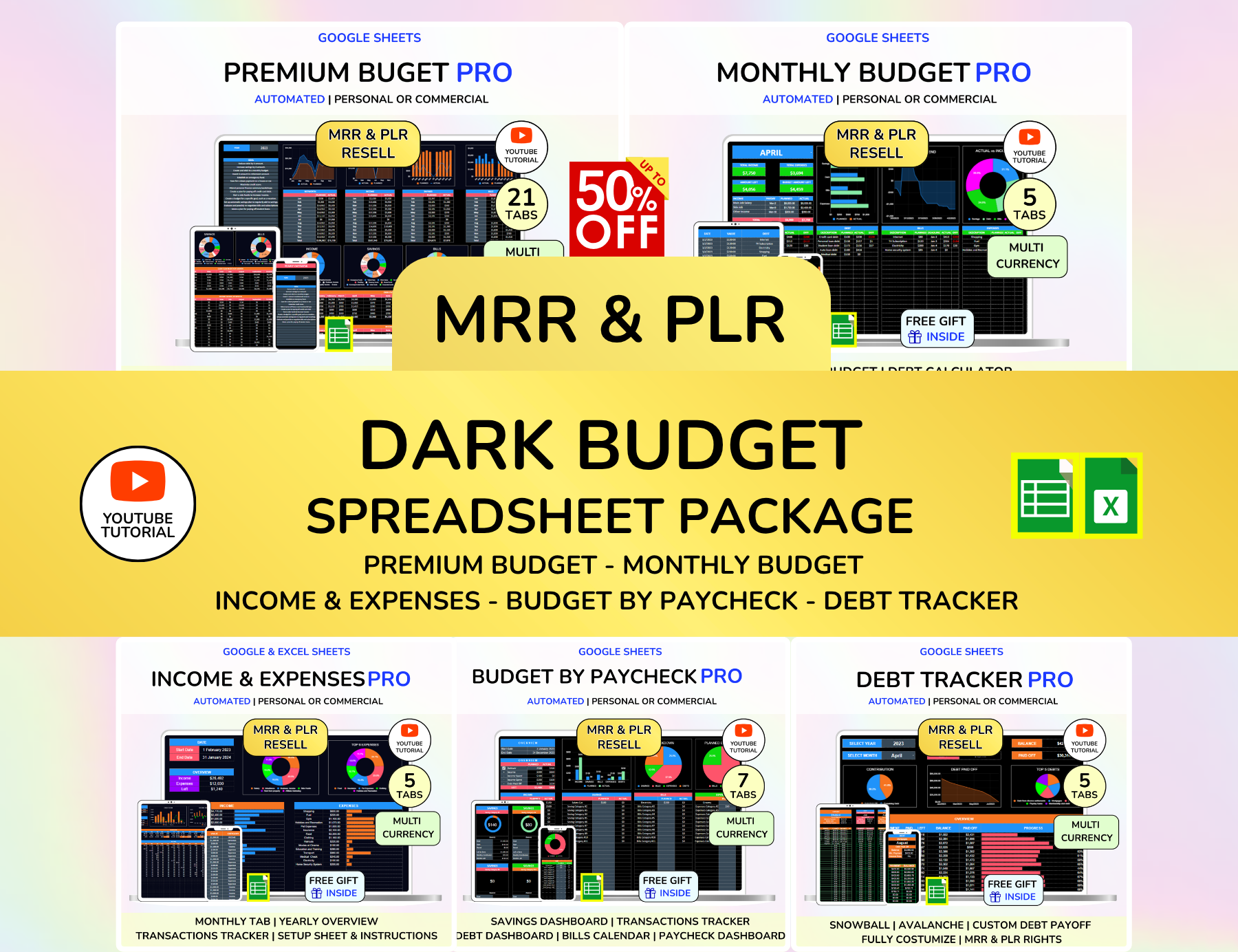PLR Dark Budget Bundle, Master Resell Rights, MRR products, PLR Digital products, Passive Income, Resell Planners, Plr planners