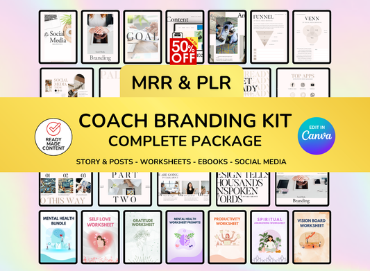 Coach Templates, MRR Package, Plr bundle, Plr canva templates, MRR, Master resell canva, Canva templates, Canva, planner template