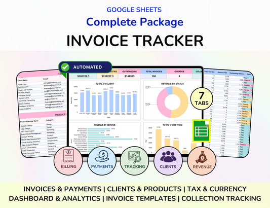 Invoice Tracker, Invoice Spreadsheet, Invoice Template, Invoice Organizer, Payment Tracker, Client Payment Tracker, Business Invoice Tracker, Invoice Log, Accounts Receivable Tracker, Unpaid Invoice Tracker, Invoice Dashboard, Small Business Spreadsheet, Freelance Invoice Tracker, Business Payment Tracker, Client Invoice Log, Invoice Due Date Tracker, Income Tracker, Google Sheets Invoice, Invoice Management, Billing Tracker
