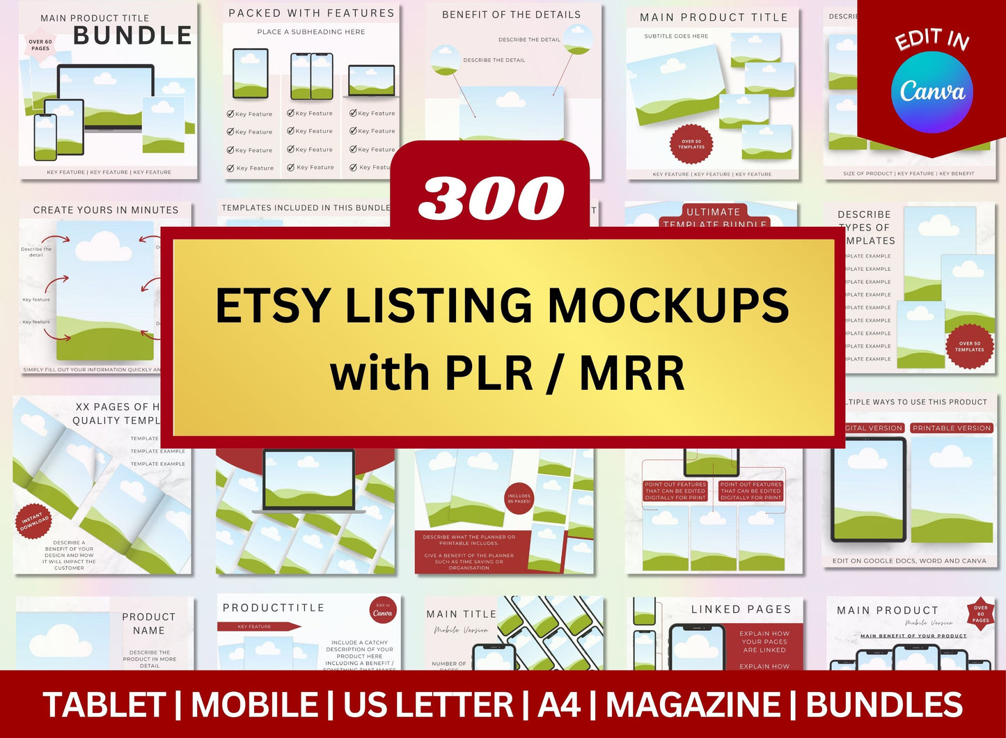 Canva Mockups Etsy Mockups Digital Product Listing Mockups Digital templates