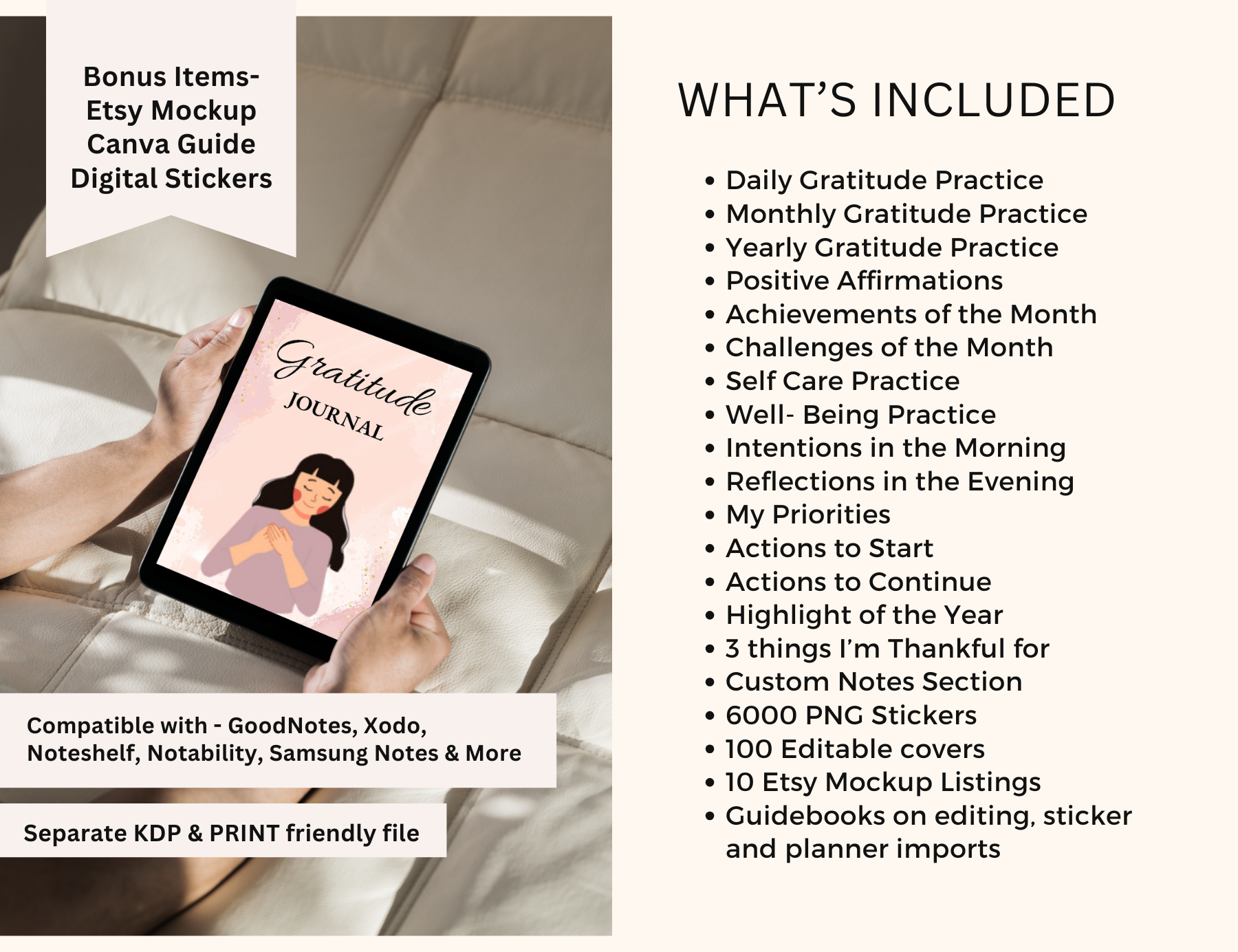 Gratitude Planner, Gratitude Goodnotes, Gratitude Journal, Minimalist Planner, PLR Planner, Plr Journals, Done for you, Dfy Journal