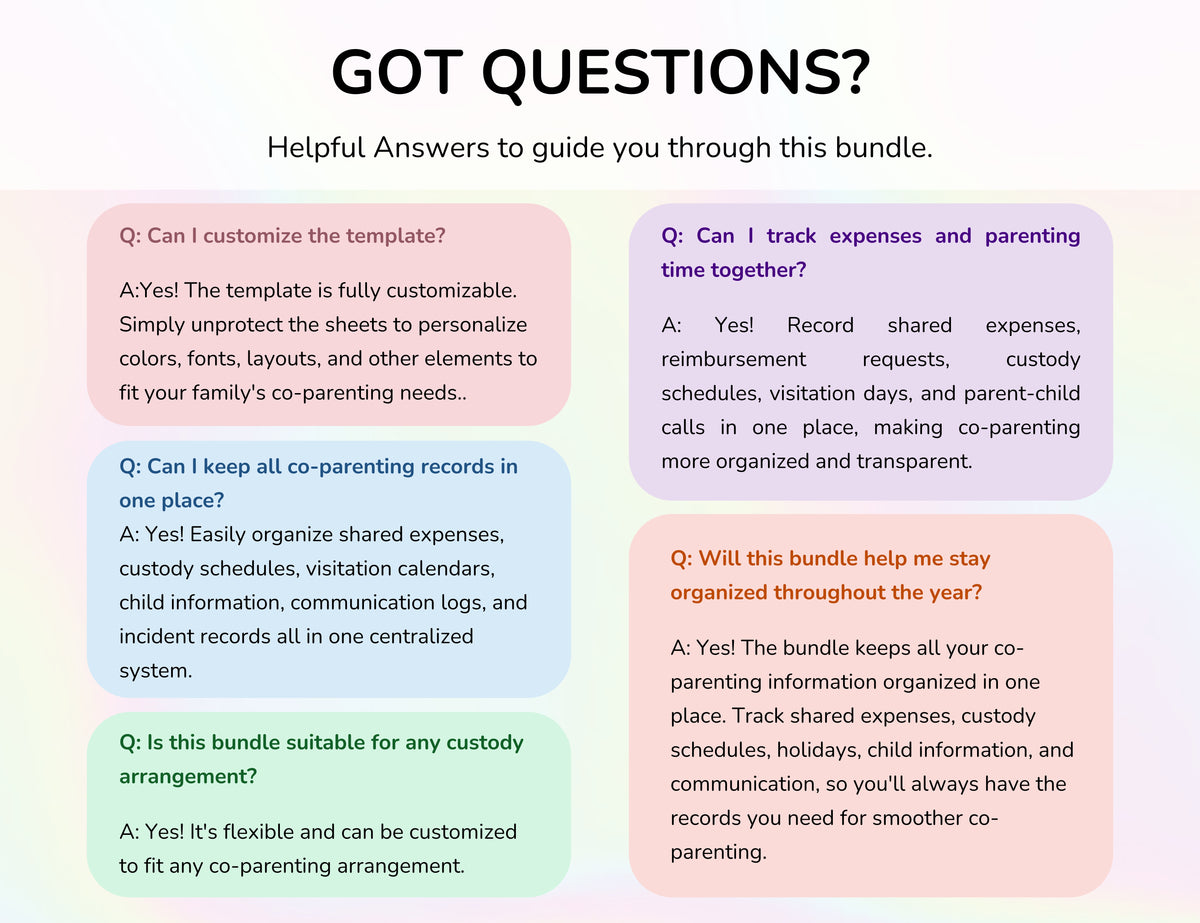 Co-Parenting Planner Bundle Shared Expenses Custody and Call Logs