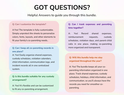 Co-Parenting Planner Bundle Shared Expenses Custody and Call Logs