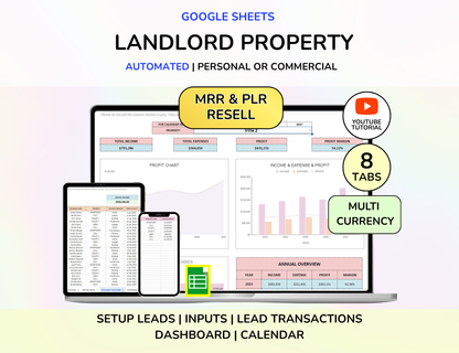 Real Estate CRM Landlord Rental Property Spreadsheet Transaction Coordinator Buyer Seller Pipeline Listing Expense Real Estate Tracker