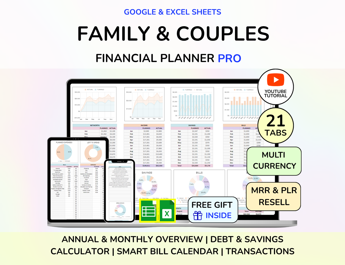 PLR Family Budget Household Budget Couple budget Spreadsheet PLR Google Sheets Life Organizer Family Meal To do List Tracker