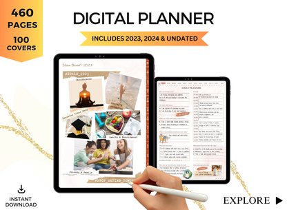 PLR Resell Undated Digital Planner, Daily Planner, Hyperlinked Journal PLR Journal Canva Editable Commercial Use Resell Rights