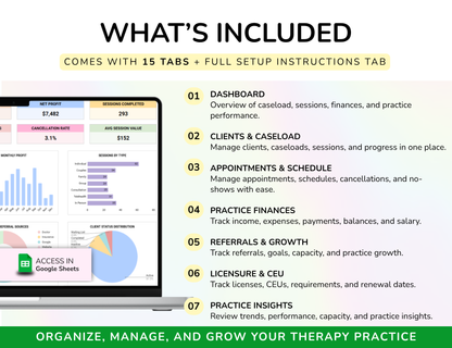 Therapist Planner Caseload tracker Session log Therapy organizer