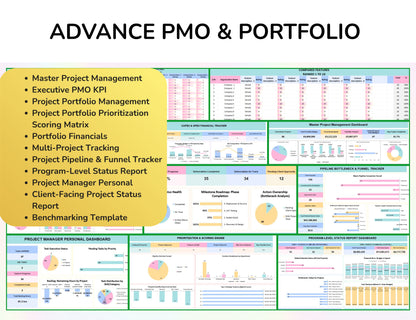 65 Project Management Bundle Gantt Chart Kanban Board Project Tracker