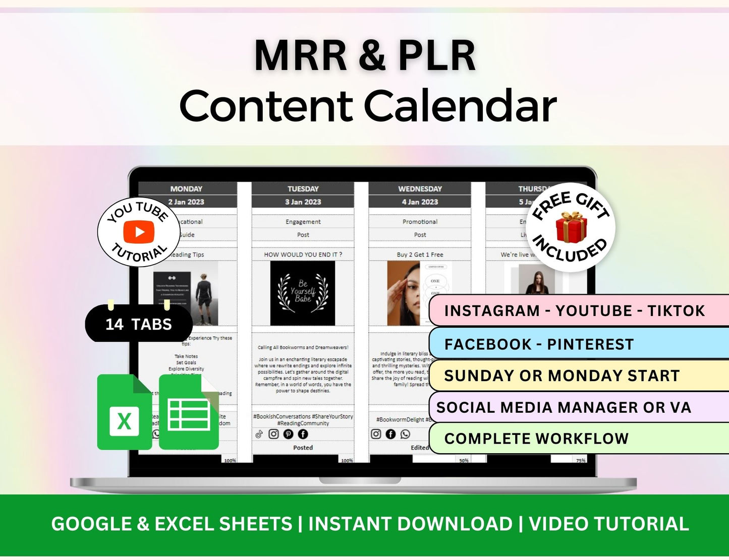 Social Media Bundle Planner Content Calendar