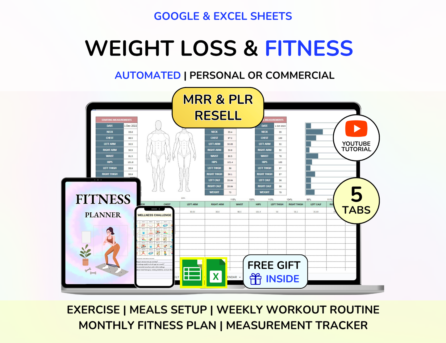 PLR Productivity Bundle Weight loss Planner Family Meal Planner Habit tracker To Do List Tracker PLR Google Sheet Plr bundle Plr Planner