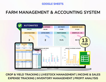 Farm Management Spreadsheet, Plant Planner, Animal Planner, Egg Tracker