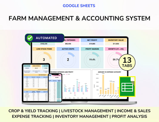 Farm Management Spreadsheet, Plant Planner, Animal Planner, Egg Tracker