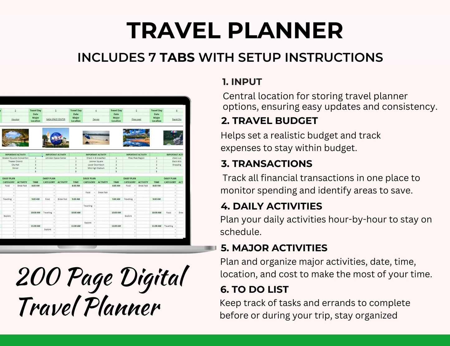 Travel Spreadsheet Itinerary Excel Template