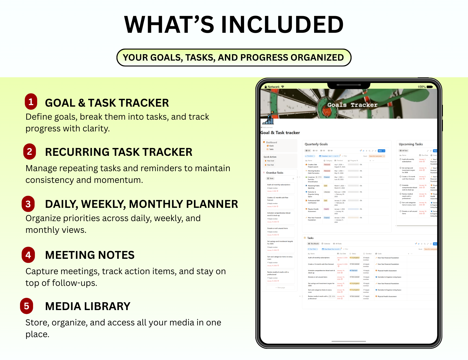 Notion Planner Essential Bundle, Notion dashboard, Notion template, Notion Tracker, Notion Productivity, Notion Task tracker