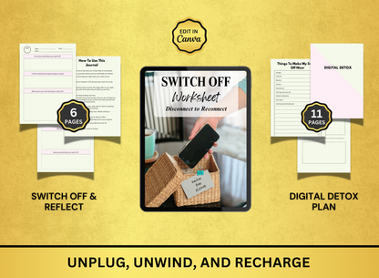 switch off planner, switch off workbook, switch off worksheet, switch off fillable pdf, switch off journal, worksheet, workbook, planner, fillable pdf, daily planner, digital planner, fill out pdf, fill out pdf online, best planners, custom planner, editable pdf, pdf fillable form, best online planner