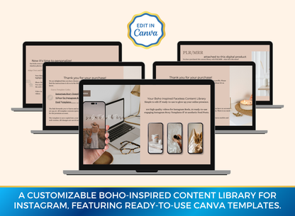 Faceless Content Library Customer Boho Inspired | MRR PLR Ebook