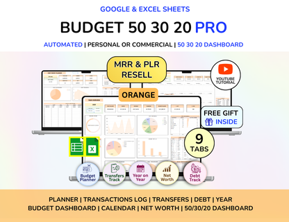 50 30 20 Annual Budget, Budget Excel, Budget Google Sheets, Budget Planner, Budget Tracker, Budget Spreadsheet, Budget Template