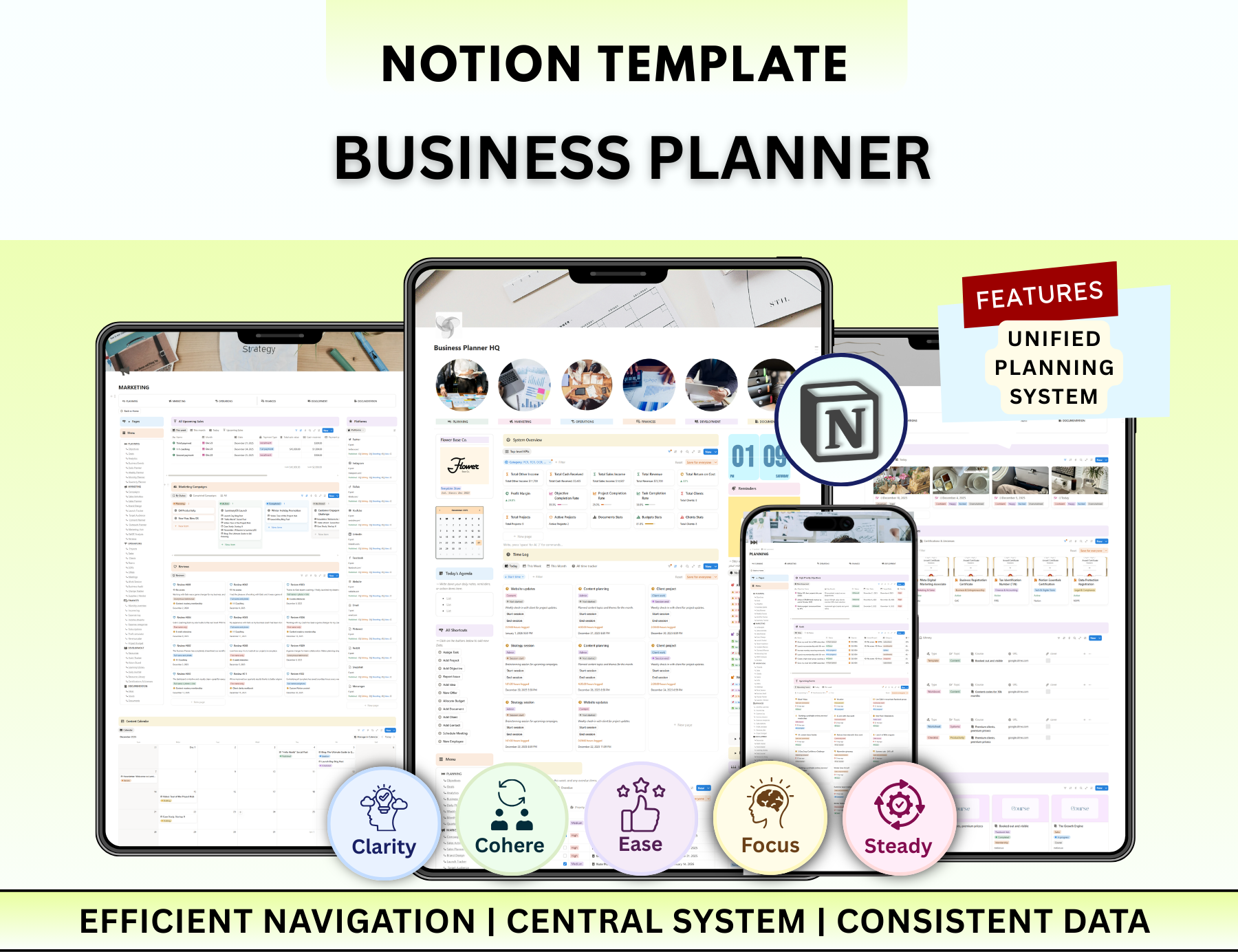 Business Notion Planner Package Pro, Notion, Notion template, Notion dashboard, Project management, Client Tracker, Business Templates