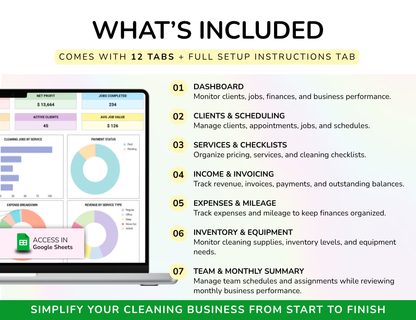 Cleaning Business House Cleaning Tracker Spreadsheet