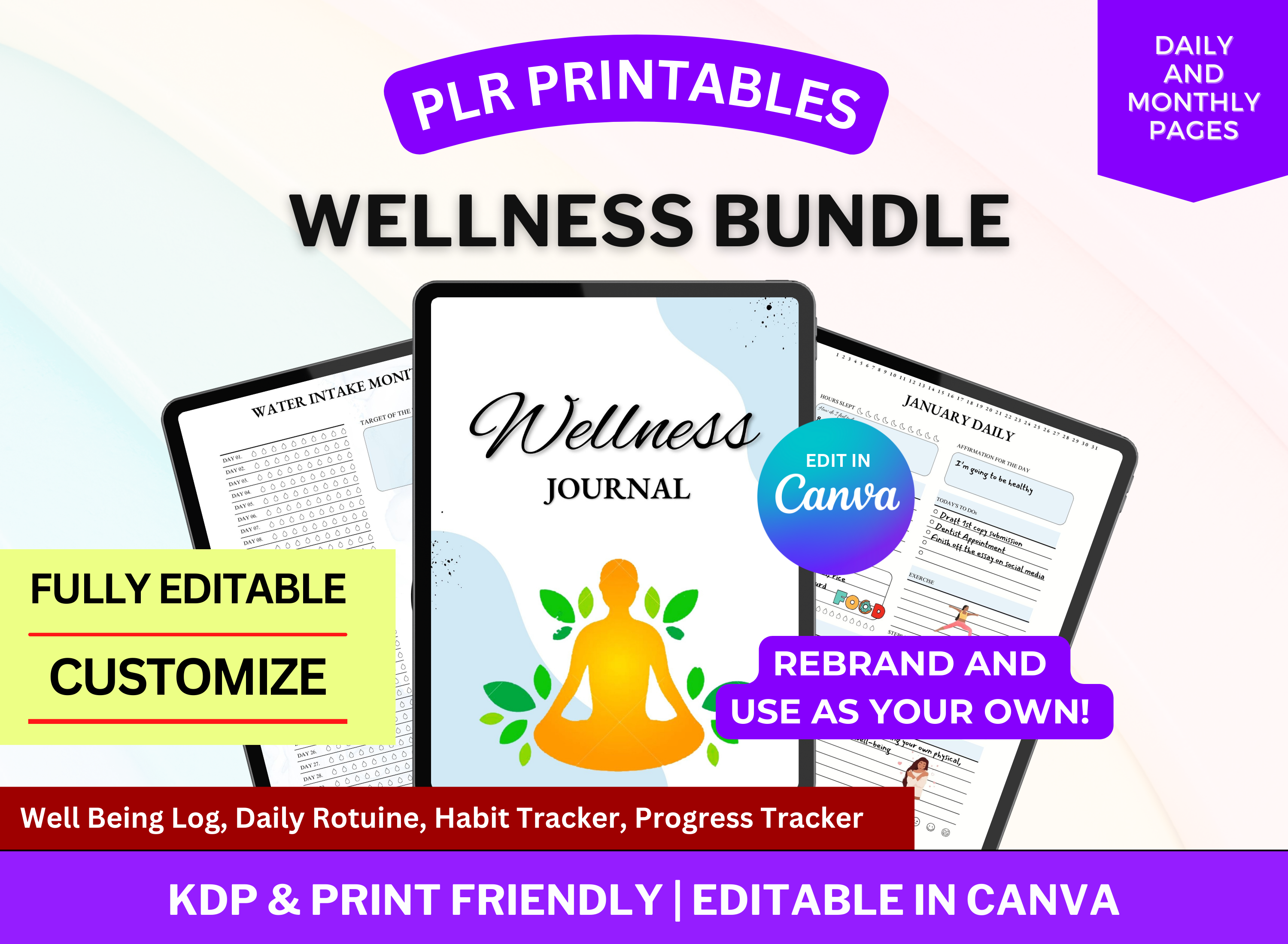 PLR Printable Wellness Journal - 58 Wellness Templates – PLRDUCK.COM