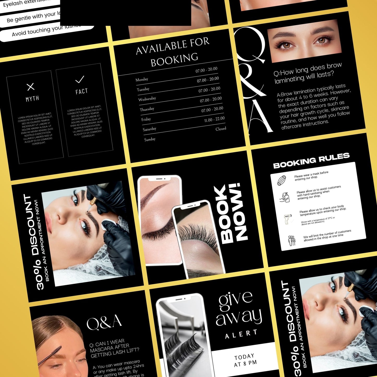 Lash Tech Templates | Lash Extension Instagram Templates