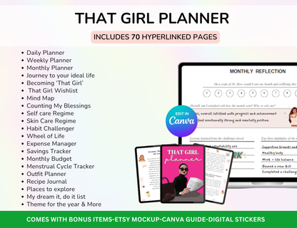 Girl Planner, Boss Babe, Planner Girl, Self Care, Girl Ebook, Digital Planner, Goodnotes Planner, Ipad planner, Faceless Reels, Monthly Planner, self care journal,