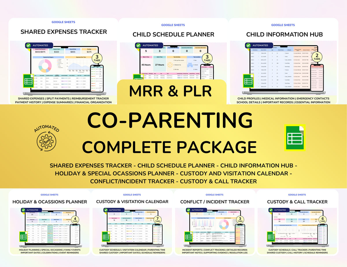 Co-Parenting Planner Bundle Shared Expenses Custody and Call Logs