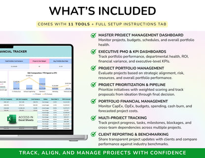 65 Project Management Bundle Gantt Chart Kanban Board Project Tracker