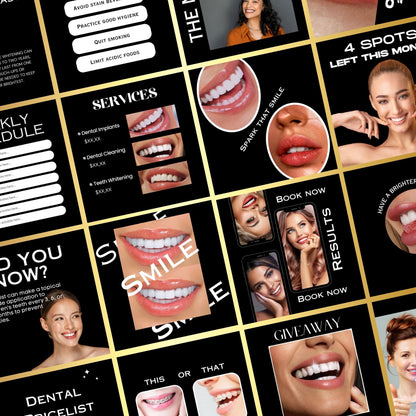 60 Teeth Whitening Social Media Post Template | Tooth Gem Instagram Templates