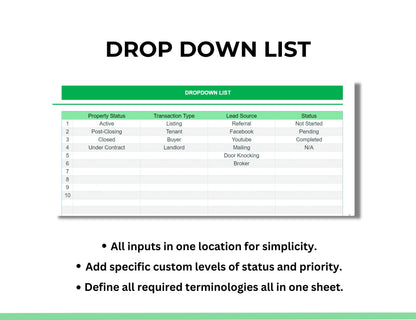 real estate template sheets