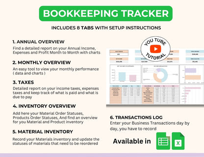 Small Business Excel Google Sheets Spreadsheet Bundle Bookkeeping Planner