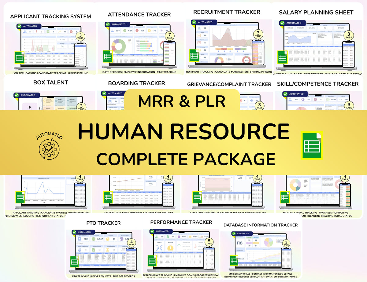 Human Resource Complete Package – 15-in-1 HR Spreadsheet Bundle