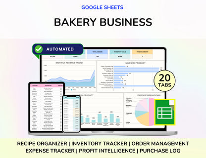 Bakery Planner Business Spreadsheet Recipe Cost Calculator