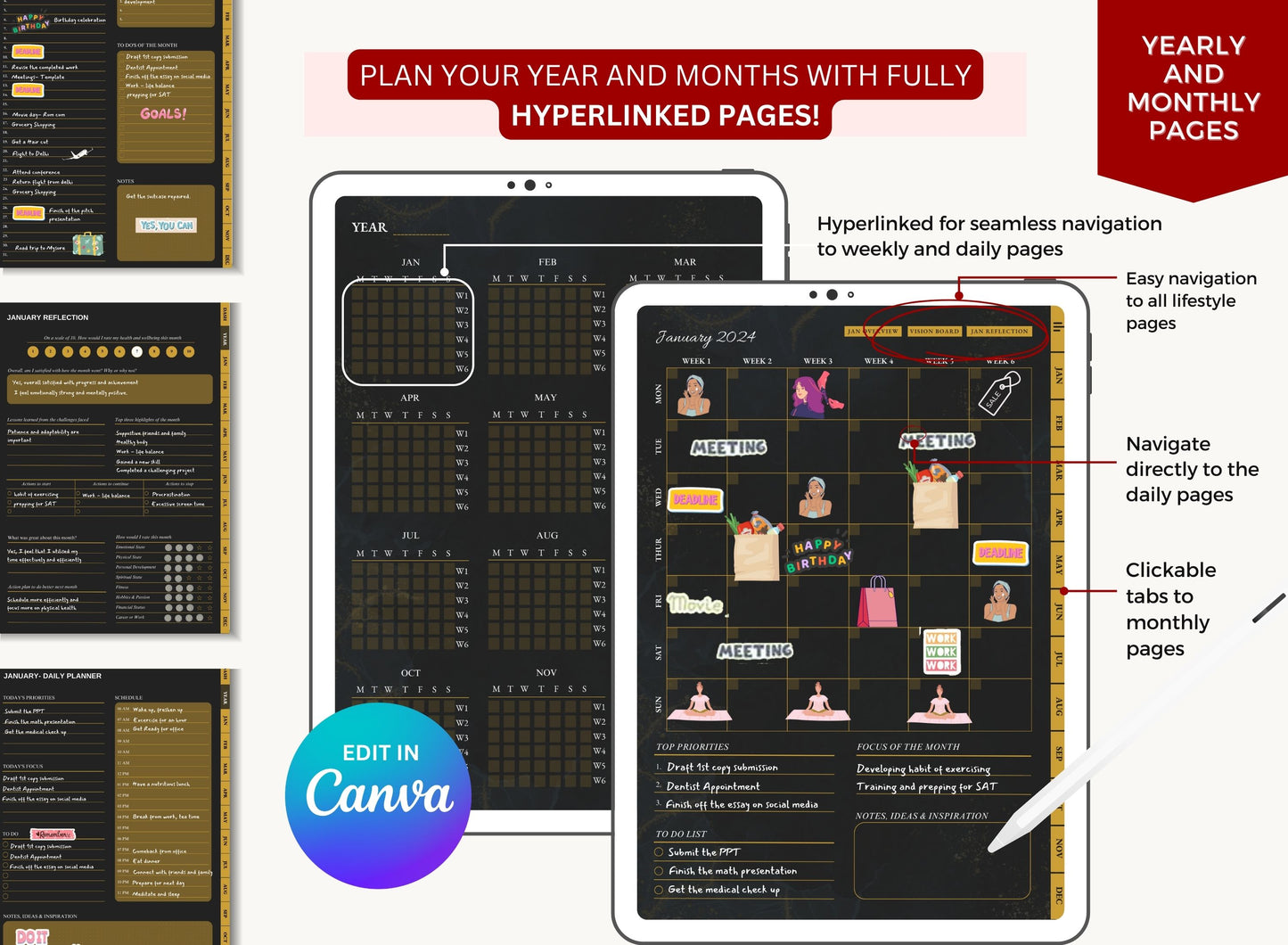 Dark Digital Planner to Resell [ Free Gift ]